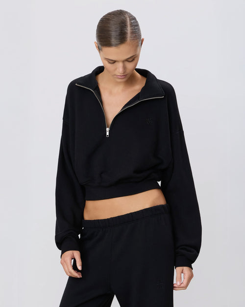 Cropped Half Zip Sweatshirt