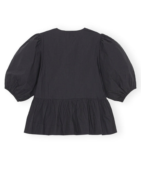 Cotton Poplin Peplum Blouse