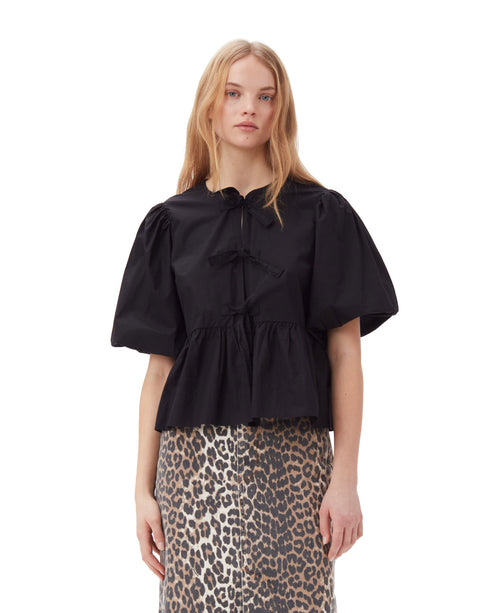 Cotton Poplin Peplum Blouse