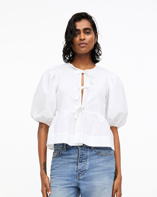 Cotton Poplin Peplum Blouse