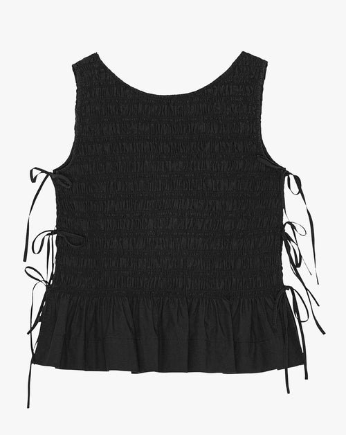 Cotton Poplin Smock Tie String Top