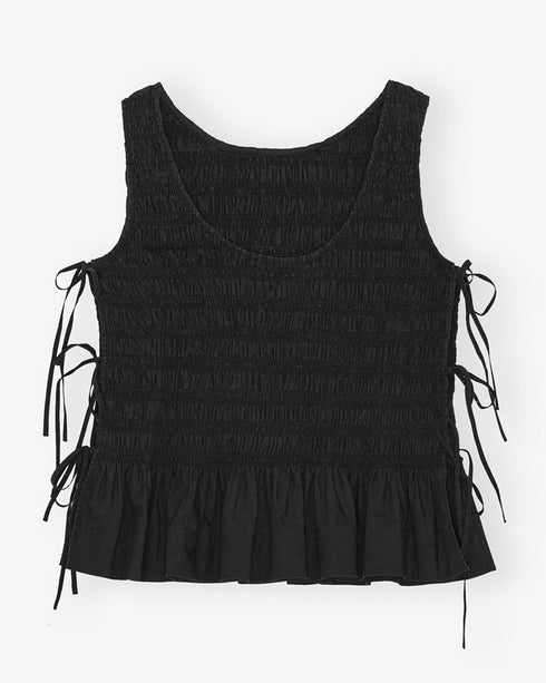 Cotton Poplin Smock Tie String Top