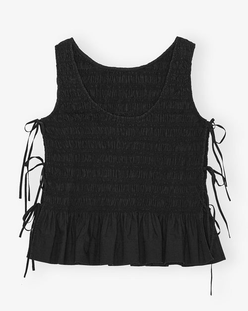 Cotton Poplin Smock Tie String Top