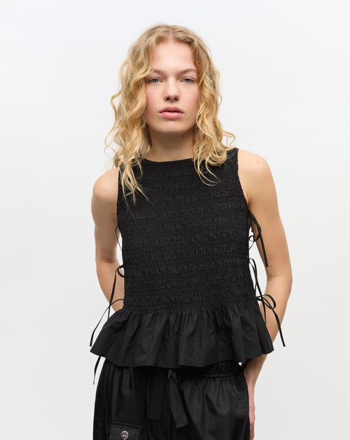 Cotton Poplin Smock Tie String Top