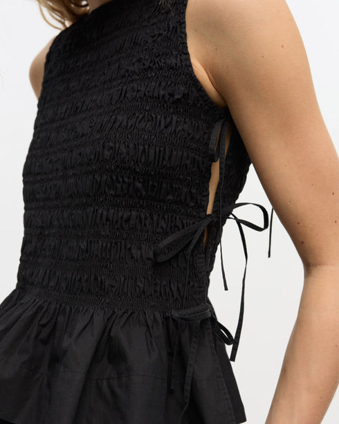 Cotton Poplin Smock Tie String Top