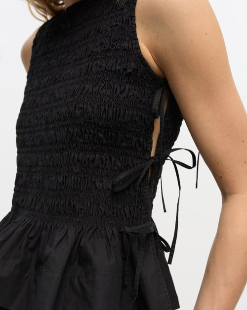 Cotton Poplin Smock Tie String Top