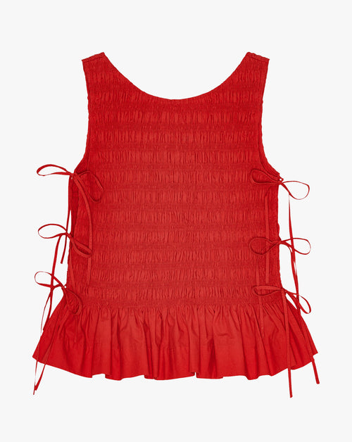 Cotton Poplin Smock Tie String Top