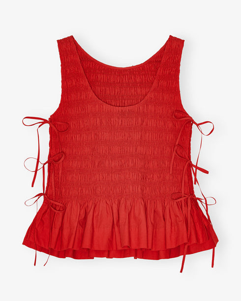 Cotton Poplin Smock Tie String Top