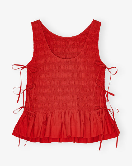 Cotton Poplin Smock Tie String Top