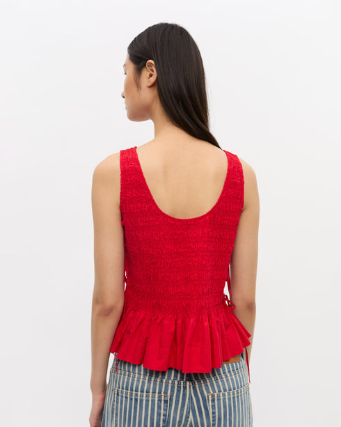 Cotton Poplin Smock Tie String Top