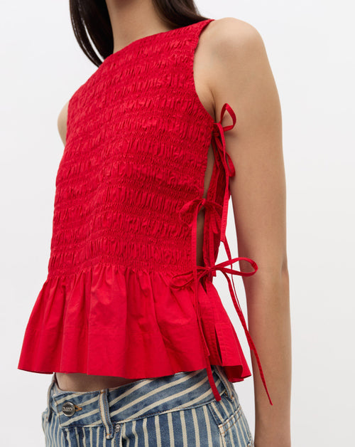 Cotton Poplin Smock Tie String Top