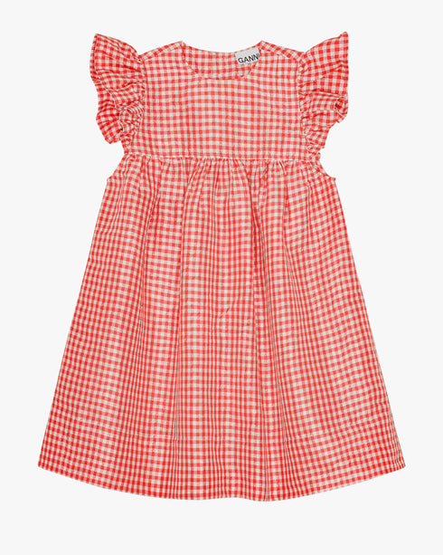 Crinked Taffeta Check Dress