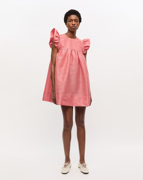 Crinked Taffeta Check Dress