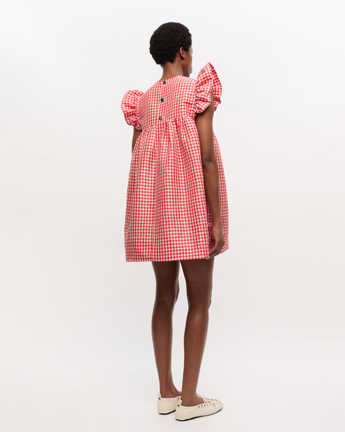 Crinked Taffeta Check Dress