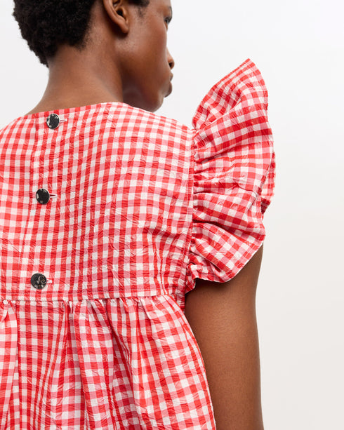 Crinked Taffeta Check Dress