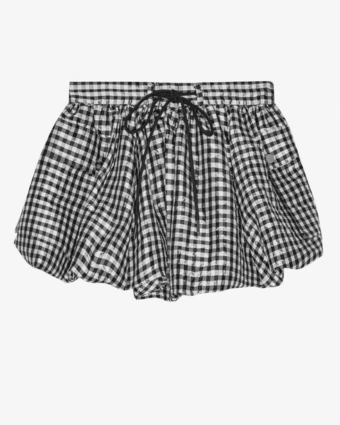 Crinkled Taffeta Check Mini Bubble Skirt