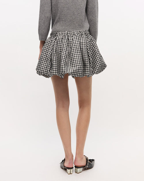 Crinkled Taffeta Check Mini Bubble Skirt