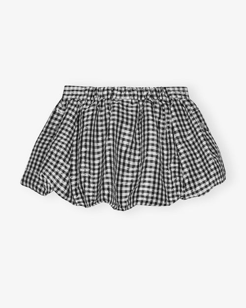 Crinkled Taffeta Check Mini Bubble Skirt
