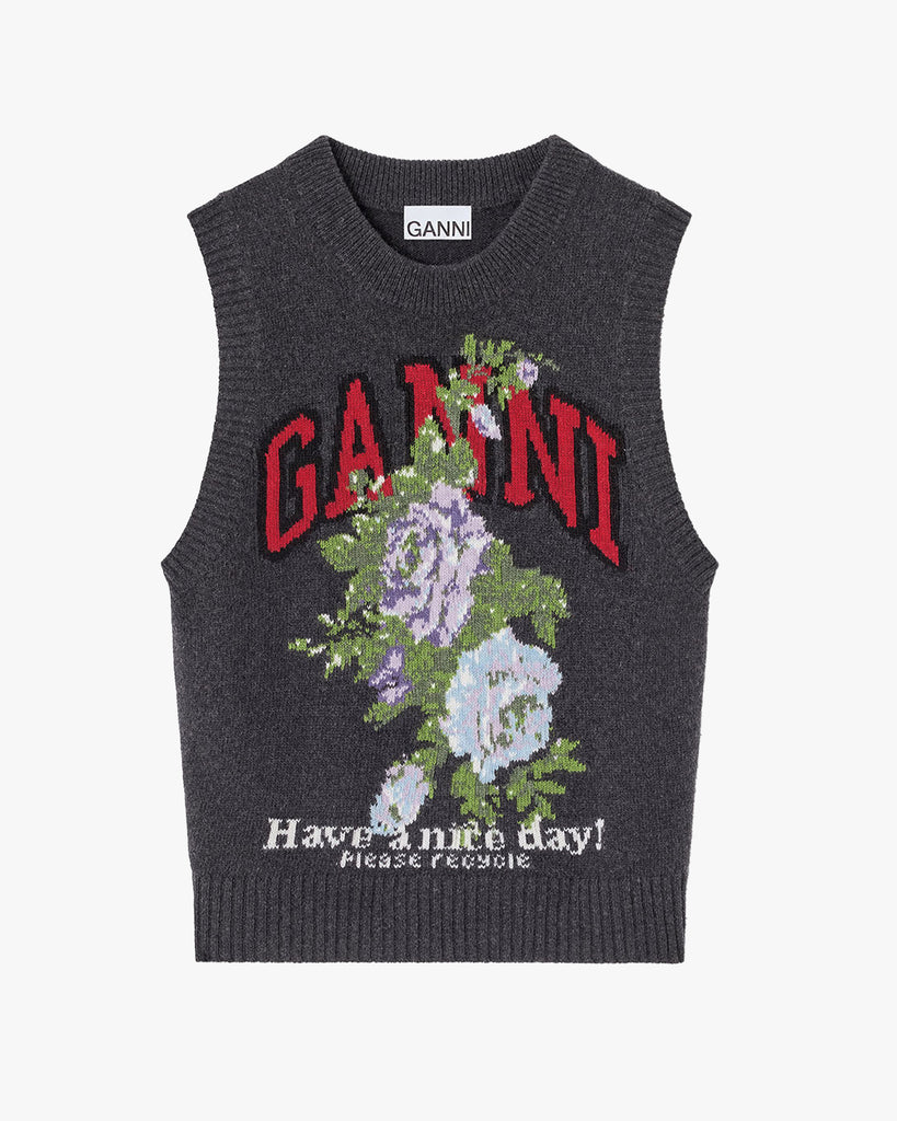 GANNI Graphic Wool Mix Vest ニットベスト Graphic Wool Mix Flowers Vest | GANNI | WORKSHOP