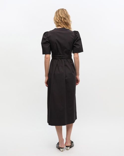 Stretch Cotton Tie Strap Midi Dress