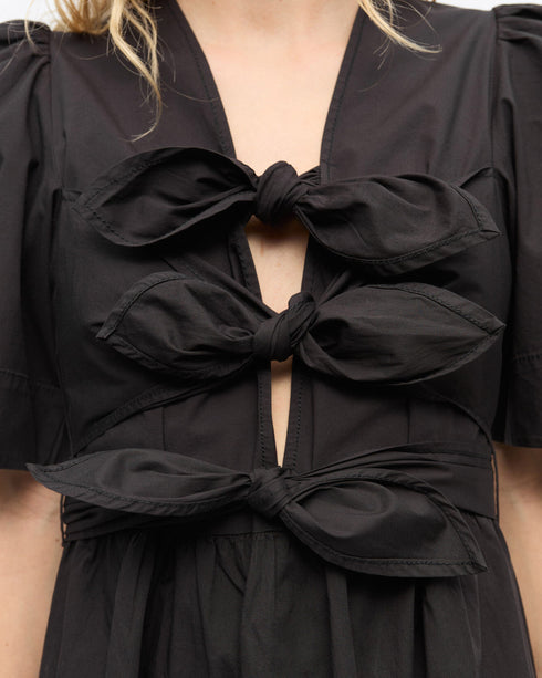 Stretch Cotton Tie Strap Midi Dress