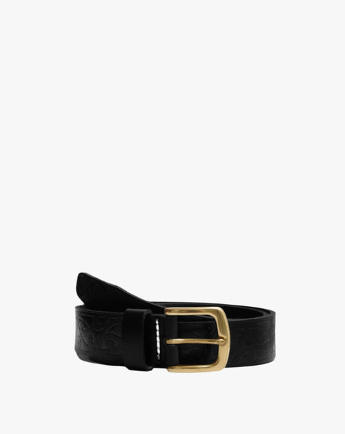 Embossed Koru Leather Belt