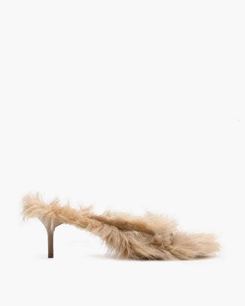 Furry Kitten Heel Sandals