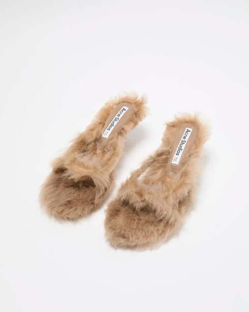 Furry Kitten Heel Sandals