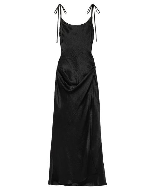 Textured Satin Wrap Dress