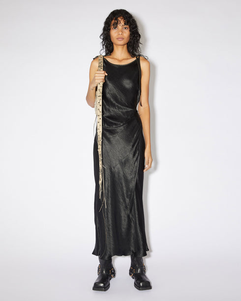 Textured Satin Wrap Dress