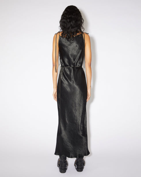 Textured Satin Wrap Dress