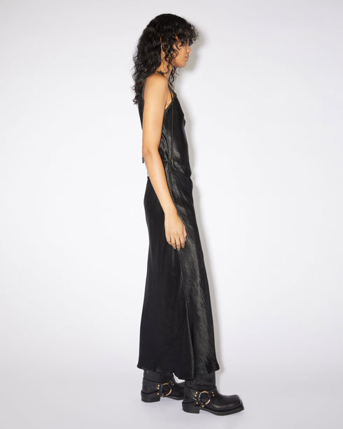 Textured Satin Wrap Dress