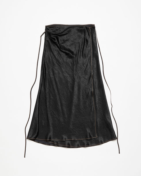 Textured Satin Wrap Skirt