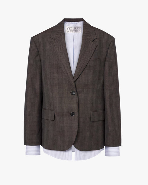 Layered Wool Plaid Jacket
