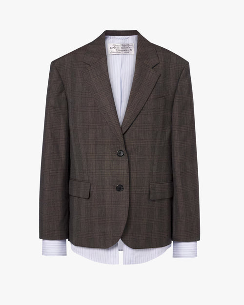 Layered Wool Plaid Jacket