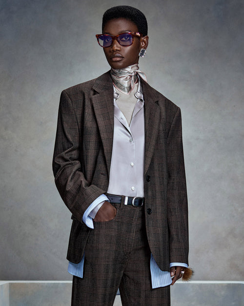 Layered Wool Plaid Jacket