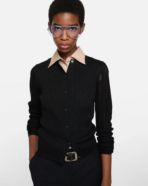 Wool Ribbed Cardigan