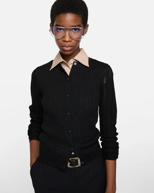 Wool Ribbed Cardigan