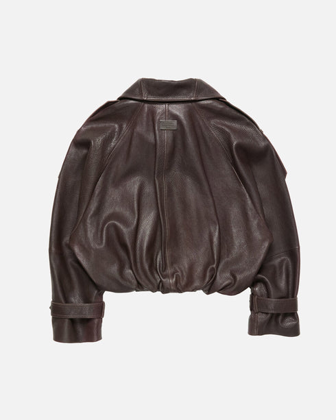 Cropped Leather Trench Jacket