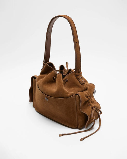 Multipocket Suede Bucket Bag