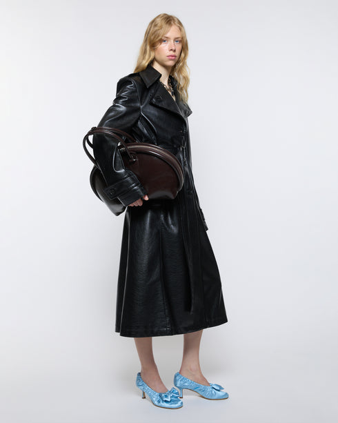 Faux Leather Trench Coat