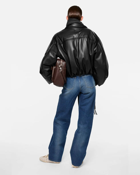 Faux Leather Bomber