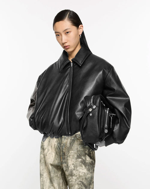 Faux Leather Bomber