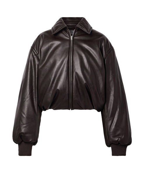 Faux Leather Bomber