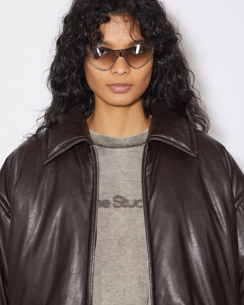 Faux Leather Bomber