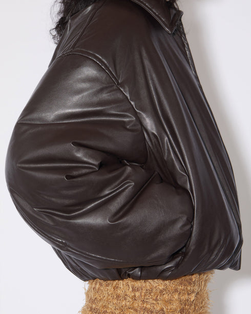 Faux Leather Bomber