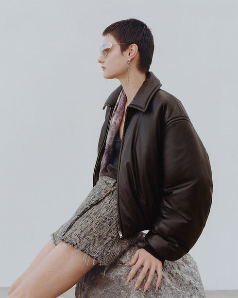 Faux Leather Bomber
