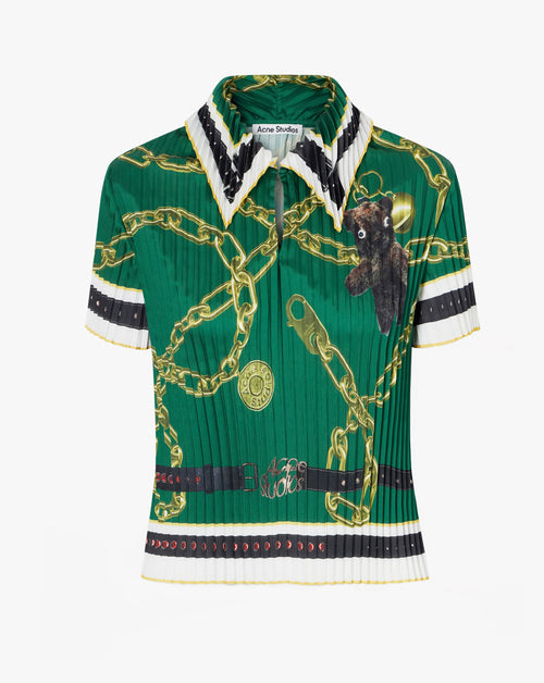 Pleated Printed Blouse