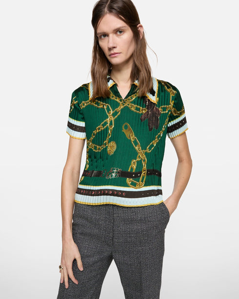 Pleated Printed Blouse