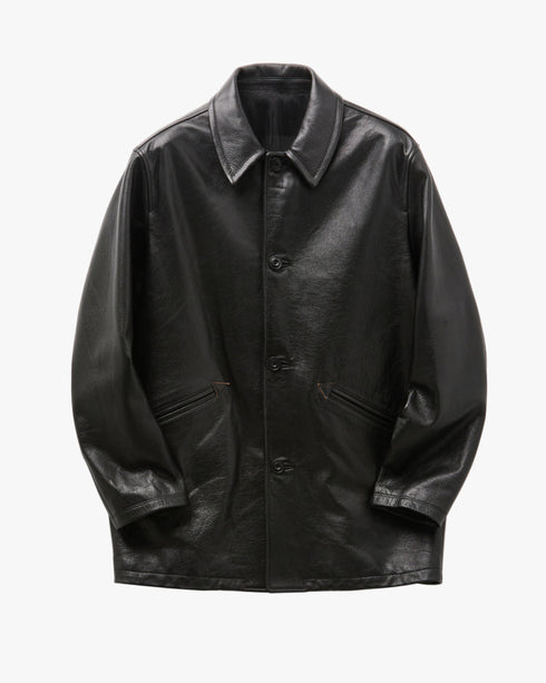 Chevron Stitched Cow Leather Car Coat